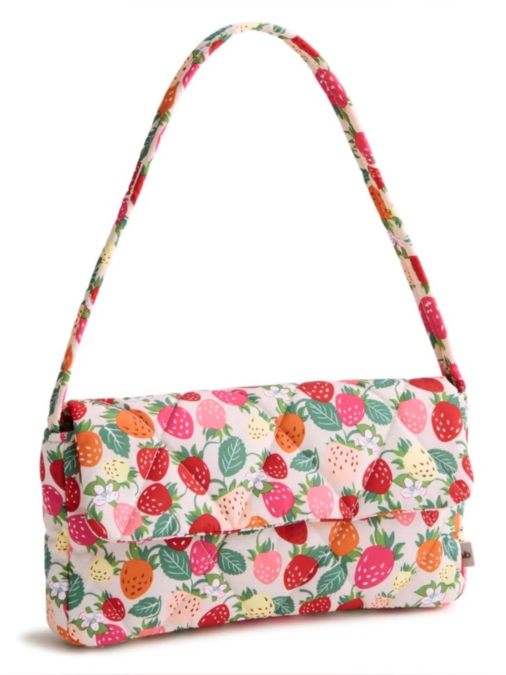 Vera Bradley Bushels of Berries Pumice Stone Strawberry Cotton Flap Shoulder Bag